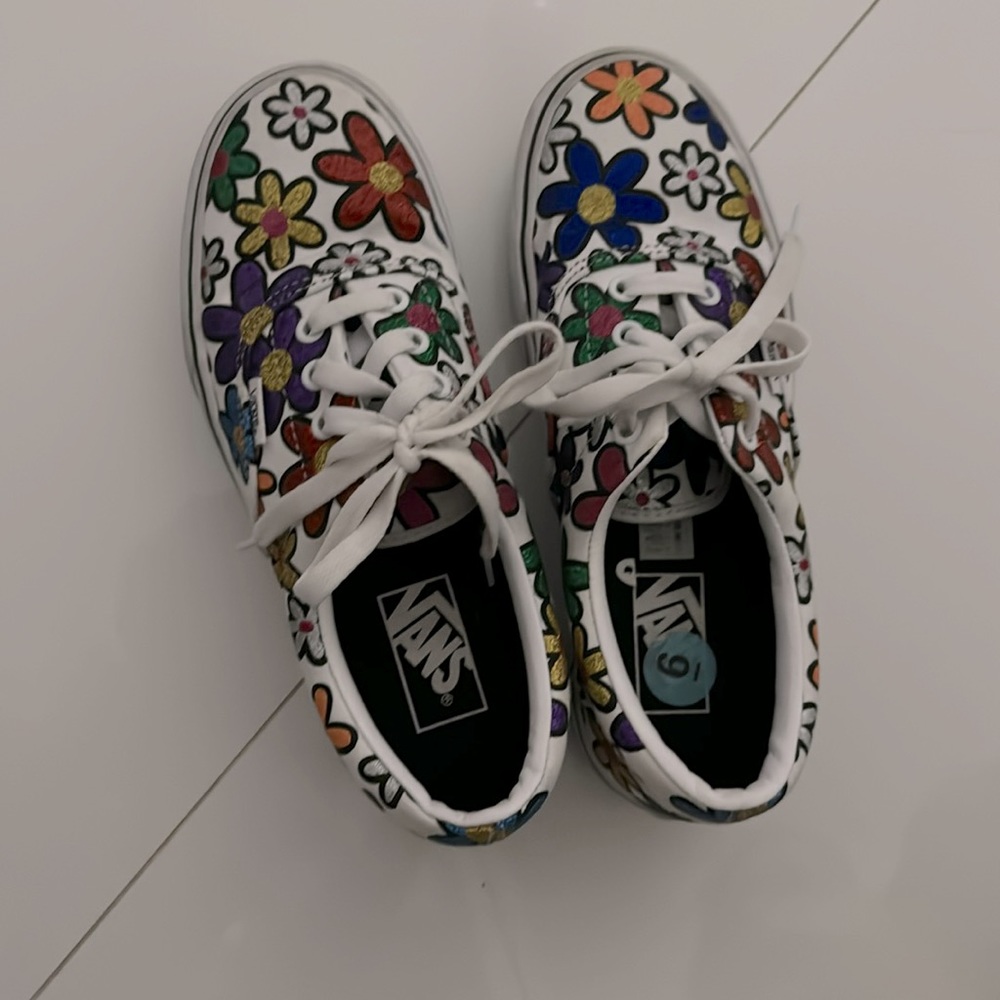 colorful flower vans worn once good condition